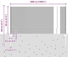Cerca de Arame Soldado com 22 Postes U Cinza 0,8x50 m Aço