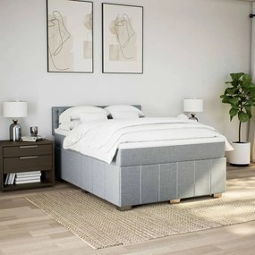 Cama com molas/colchão 140x200 cm tecido cinzento-claro