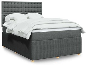 Cama com molas/colchão 140x200 cm tecido cinzento-escuro