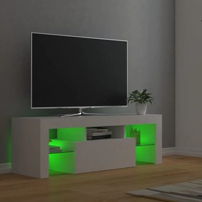 Móvel de TV com luzes LED 120x35x40 cm branco