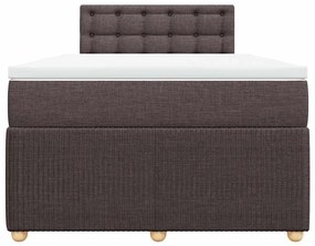 Cama boxspring com colchão 120x190 cm tecido castanho-escuro