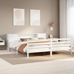 Cama com estante sem colchão 180x200 cm pinho maciço branco