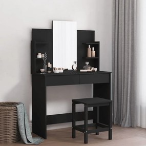837575 vidaXL Toucador com espelho 96x39x142 cm preto
