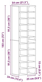 Sapateira 54x34x183 cm derivados de madeira carvalho artisiano