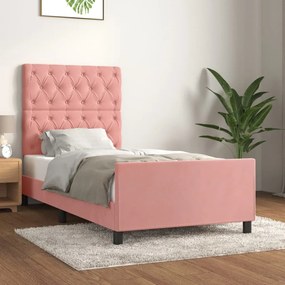 vidaXL Estrutura de cama c/ cabeceira 80x200 cm veludo rosa