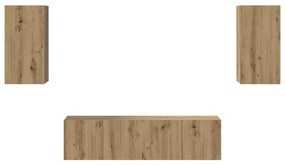 Conjunto de móvel de TV com prateleira 4 pcs carvalho artisiano