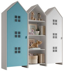Conjunto 2 armarios Guarda Roupa infantil + estante infantil coleção CASAMI Azul e Branco