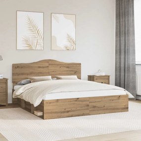 vidaXL Estrutura da Cama com cabeceira Carvalho Artesanal 180 x 200 cm