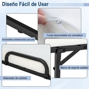 Cama dobrável com colchão de espuma viscoelástica Cama de hóspedes portátil com estrutura metálica para adultos Escritório em casa 191 x 96 x 28 cm