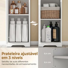 Armário Alto de Casa de Banho com Gaveta Design Canelado Prateleira Ajustável Prateleiras Abertas para Espaços Pequenos Branco