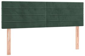 Cama box spring c/ colchão/LED 140x190 cm veludo verde-escuro