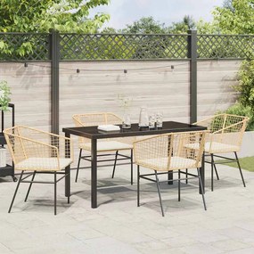 Conjunto de Jantar de Jardim com 5 Peças e Almofadas Castanho em Polyr