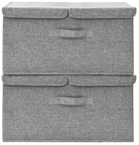 Caixas de arrumação 2 pcs 50x30x25 cm tecido cinzento