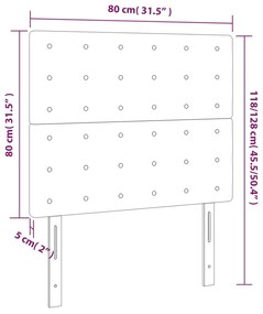 Cabeceira de cama c/ LED tecido 80x5x118/128 cm cinza-escuro