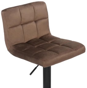 Conjunto de 4 bancos de bar em veludo com estrutura preta 85-106 x 40 x 50 cm castanho