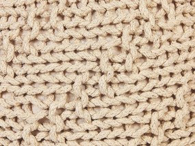 Pufe redondo em tricot creme 50 x 35 cm PRIENE Beliani