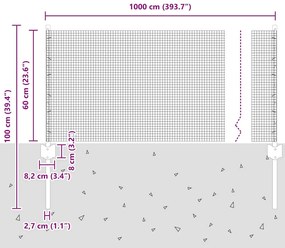 Cerca de Arame Soldado com 5 Estacas U Cinza 0.6x10 m Aço