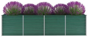 vidaXL Canteiro elevado de jardim aço galvanizado 320x80x77cm verde