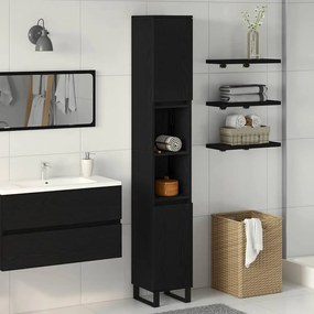 vidaXL Armário de Banheiro com porta Carvalho preto 30 x 30 x 190 cm