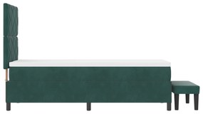 Cama Box Spring com Colchão &amp; Banco Verde Escuro 80x200 cm Veludo