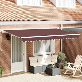 vidaXL Toldo Retrátil Marrom e Branco 400x200 cm 400 x 200 cm 4 x 2 m