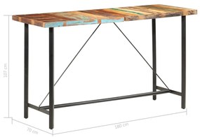 Mesa de bar 180x70x107 cm madeira recuperada maciça