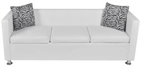 Conjunto de sofás de 2 e 3 lugares couro artificial branco