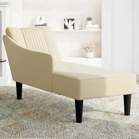 Chaise lounge com tecido creme para apoio de braço direito