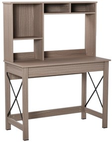 HOMCOM Escritório com Armazenamento Biblioteca Madeira Moderno com Prateleiras e Grande Tampo 105x50x137,5 cm Madeira Clara | Aosom Portugal