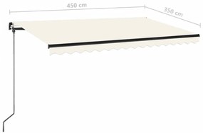 Toldo retrátil manual com LED 450x350 cm cor creme