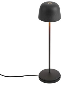 Candeeiro de mesa preto com LED recarregável com estação de carregamento IP65 - Raika Moderno