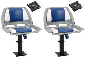 Assentos de barco 2 pcs c/ pedestais ajustáveis e rotação 360°