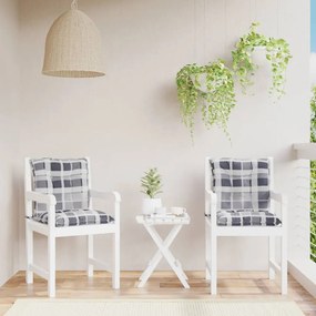 vidaXL Almofadões lombares cadeiras jardim 2pcs tecido xadrez cinzento