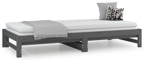 Sofá-cama de puxar 2x(90x200) cm pinho maciço cinza
