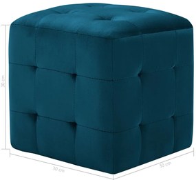 Pufe 2 pcs 30x30x30 cm veludo azul