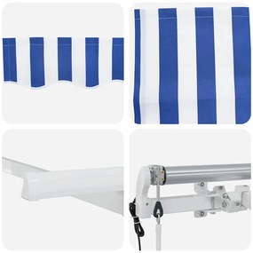 Toldo Retrátil Azul e Branco 400x200 cm 400 x 200 cm 4 x 2 m