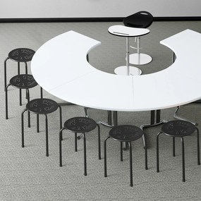 Conjunto de 6 Bancos Empilháveis, 30 x 30 x 44,5 cm, Estrutura Metálica Resistente, Preto