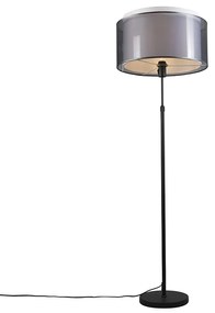 Candeeiro de pé preto com abajur preto/branco 47 cm ajustável - Parte Design,Moderno