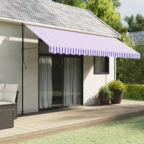 vidaXL Tecido substituição p/ sanefa de toldo 4,5 m riscas azul/branco