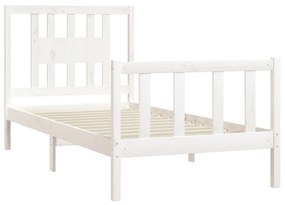 Estrutura de cama com cabeceira 90x200 cm pinho maciço branco