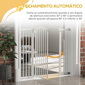 Barreira de Segurança para Cães com Largura Ajustável 74-100 cm e Extensões para Escadas e Portas Branco