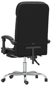 Cadeira escritório massagens reclinável couro artificial preto