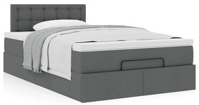 Cama otomana com colchão 120x190 cm tecido cinzento escuro