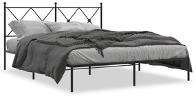 Estrutura de cama em metal com cabeceira 150x200 cm preto