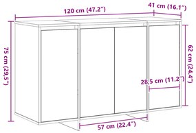 Buffet Cinzento sonoma de Madeira de Engenharia 120 x 41 x 75 cm