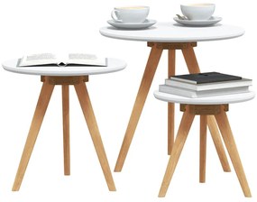 Conjunto de Mesas de Café vidaXL em Madeira Sólida de Noz e Madeira de