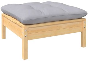 11pcs conjunto lounge de jardim + almofadões cinza pinho maciço