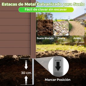 Conjunto com 3 painéis e privacidade para exterior e estacas metálicas 122 x 95 cm, em formato reto ou em U; cobertura para caixote do lixo, Castanho
