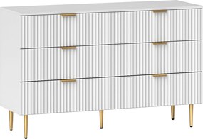 HOMCOM Gaveteiro 6 Gavetas Moderno com Puxadores Dourados, 120x40x76.5cm, Branco | Aosom Portugal
