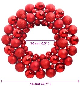 Guirlanda de Natal 45 cm poliestireno vermelho